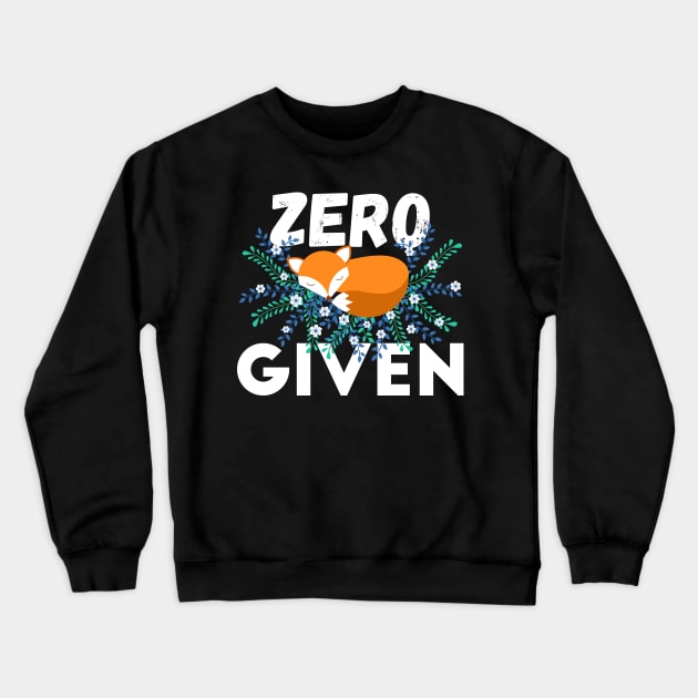 Zero Fox Given Cute Sleeping Fox with Flowers Crewneck Sweatshirt by Teeziner
